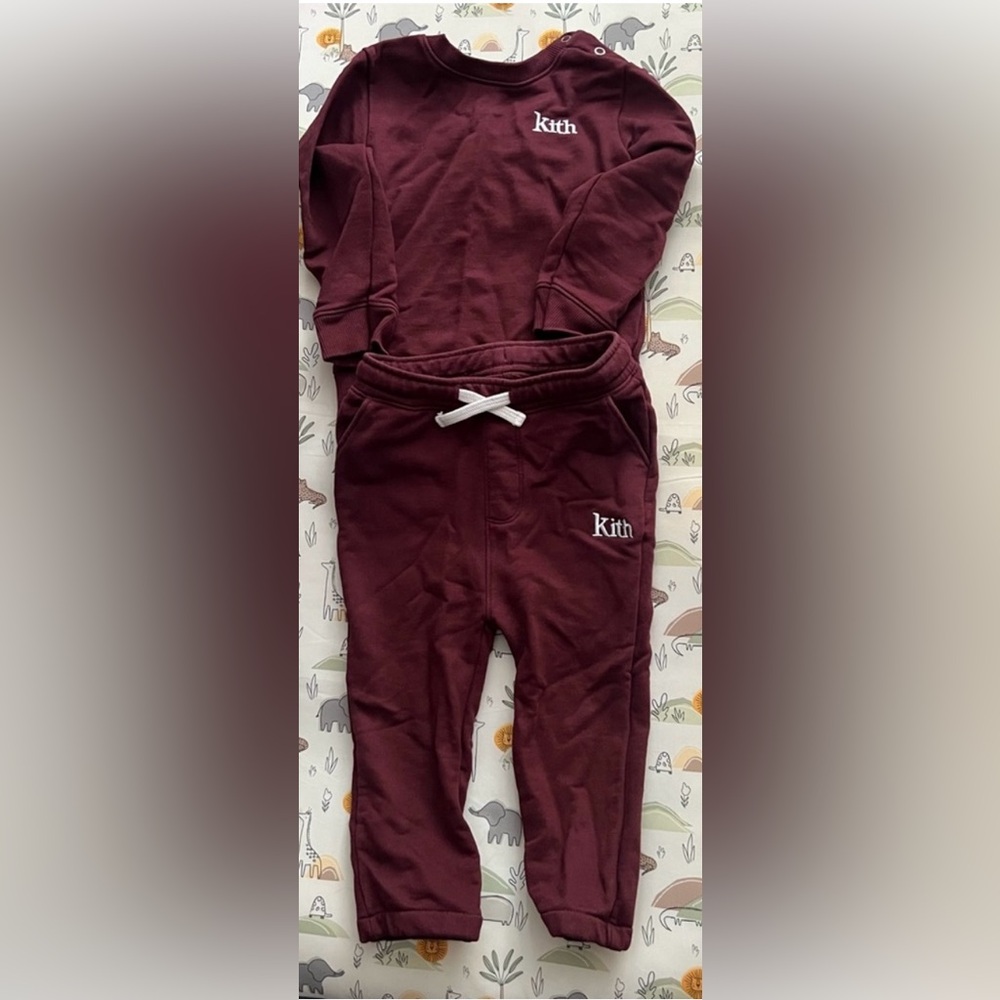 Kith kids burgundy cotton sweatsuit